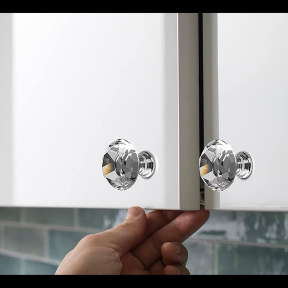 NEW 4 DIAMOND Crystal-Glass Drawer Cabinet Knobs Pulls Hardware Bundle Lot Set - Picture 12 of 12